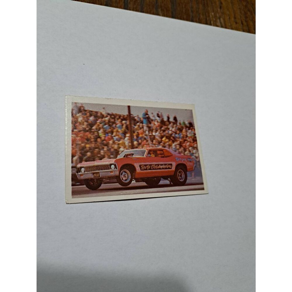 Vintage 1971 Larry Christopher Chevy Funny Car Race Car Fleer Trading Card AHRA